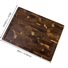 1pc Premium Acacia Wood Cutting Board - Durable Solid Wood Rectangular Chopping Block, Suitable For Meat, Cheese, Bread And Food Prep | Surface, Natural Grain Texture, Stylish Kitchen Prep Board For Home And Professional Use, Multi-Functional Bread Cutting Board - Natural Wood Design - Multicolor - View 17