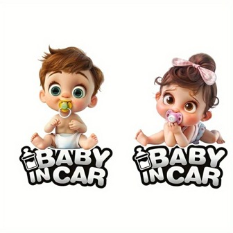 1 Adet Bebek Arabası Kendinden Yapışkanlı Çıkartmalar - Sevimli Karikatür Çocuk Tasarımlı Su Geçirmez Araba Arka Camı ve Tampon Çıkartmaları, Dayanıklı Plastik Malzeme, Araçların Çocuklara Karşı Güvenli Hale Getirilmesi İçin Kolayca Soyulup Yapıştırılabilir