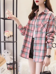 Rikumo New Casual Fashion Plaid & Striped Blouse For Women Spring - Multicolor - View 8