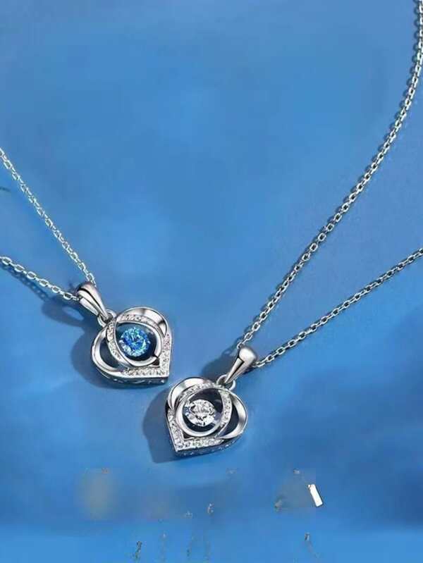 1pc Heart Zirconia Necklace, Fashionable Delicate Collarbone Chain, Lightweight Luxurious Ins-Style Silver Jewelry; 1pc Cross Necklace, 1pc Pink Silver Necklace To Decorate Collar, Girl-Style Pendant Design, Combination Of Gold & Silver Chain Medals Necklace, Creating A Retro Style