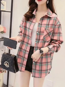 Rikumo New Casual Fashion Plaid & Striped Blouse For Women Spring - Multicolor - View 4