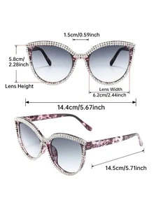 1 件女式塑料猫眼镜框渐变镜片闪亮水钻装饰优雅美观完美辣妹风格性感流行设计时尚眼镜适用于街头摄影、户外、婚礼、音乐节、街头摄影、商务休闲礼品、个性化旅行配件猫眼形墨镜 - 彩色 - 查看 11