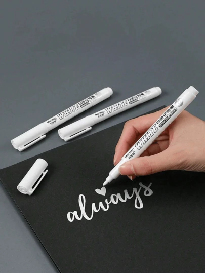 Permanent White Marker Pen - Waterproof, Oil-Based, Suitable For Fabric, Wood, Leather | Permanent Gel Ink | Ideal For Stationery Enthusiasts And Cute Stationery Lovers | Great Christmas And Halloween Gift