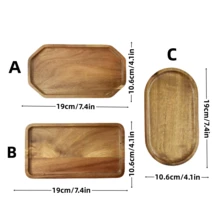 Tray, Tea Cup Tray, Multi-Function Snack Tray, Coffee Cup Tray, Cake Plate, Creative Bread Plate, Room Decor, Kitchen Decor, Suitable For Steak, Pizza, Sushi, Etc. - Brown - View 11