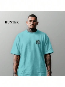 Men's Oversized StreetWea NY New York T-Shirt 100% Cotton From S To Plus Size G3 - Màu xanh nhạt - Xem 1