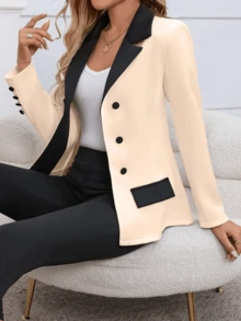 Women's Fashion Commuter Colorblock Patchwork Suit Set