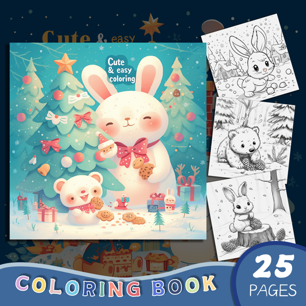 1 High Quality Coloring Book, Christmas Theme, Thick Paper, 25 Pages, Upgraded And Original Coloring Book Adult Stress Relief Filler Book, Great Gift For Holidays, Birthdays And Parties