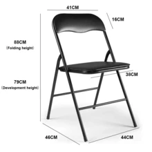 Folding Chairs, Faux Leather Foldable Chairs With Metal Frame And Padded Seat, Easy To Fold And Store For Home, Office, Dining And Reception - Black - View 7