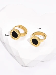 Đôi bông tai nữ bằng thép không gỉ, kiểu dáng châu Âu và Mỹ, khắc số La Mã, làm từ acrylic đen, thích hợp đeo hàng ngày. - Nhiều màu - Xem 5