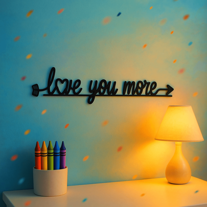 HELLOYOUNG Love You More Metal Sign, Love Wall Decor,12" X 3.15" Bedroom Decor For Couples, Ideal Gifts For Anniversary, Wedding, Valentine's Day,Suitable For Modern Home Decor, Home Decoration, Room Decor, Bedroom Decor, Bathroom Decor, Waterproof, Rust Proof ,Wall Decor, Birthday Gift