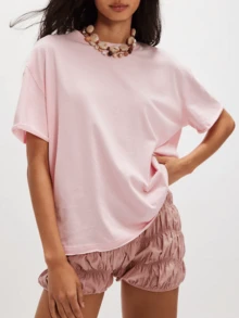 Butterfly See Through T Shirts For Women Oversized Short Sleeve Round Neck Back Sheer Mesh Tee Shirt Top Summer Party Club Going Out Tops Halloween Holiday Clothes Y2K Streetwear - 粉色 - 查看 2