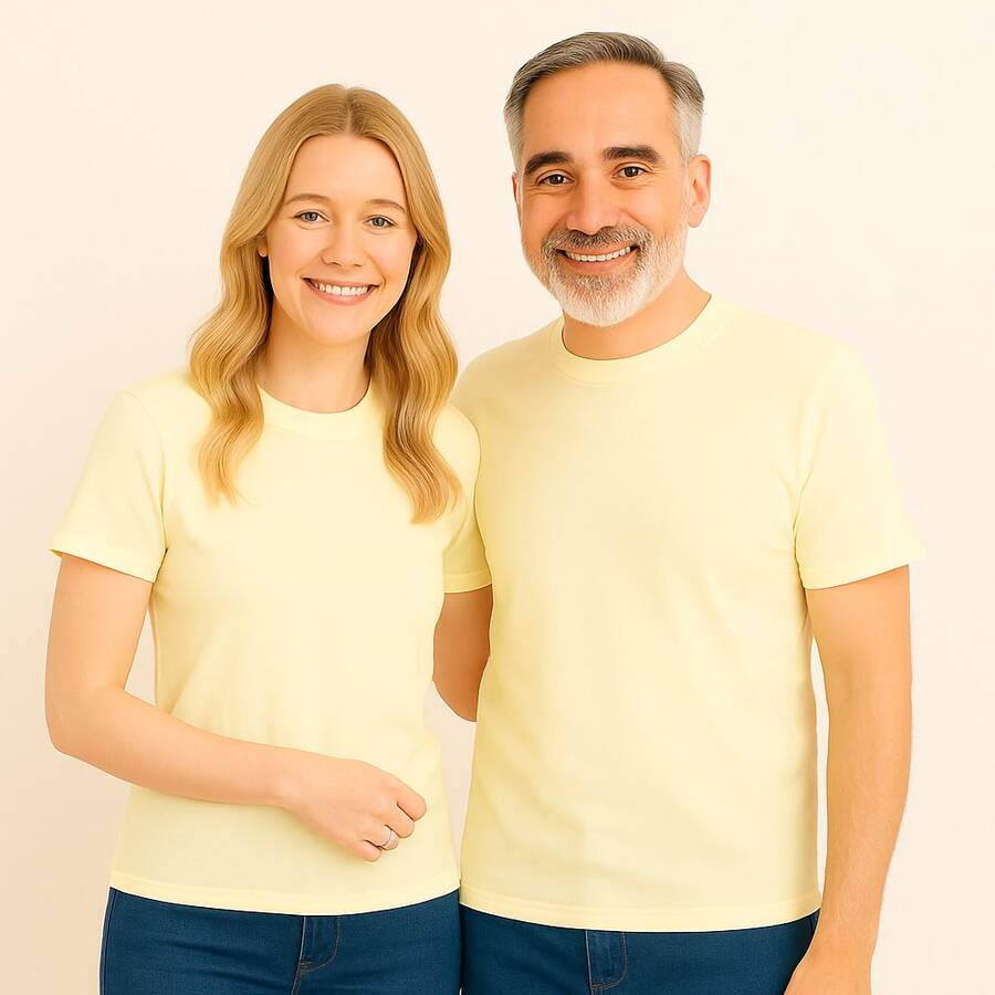 Father's Day Kit With 2 100% Cotton T-Shirts Like Father Like Daughter - Kuning - View 1