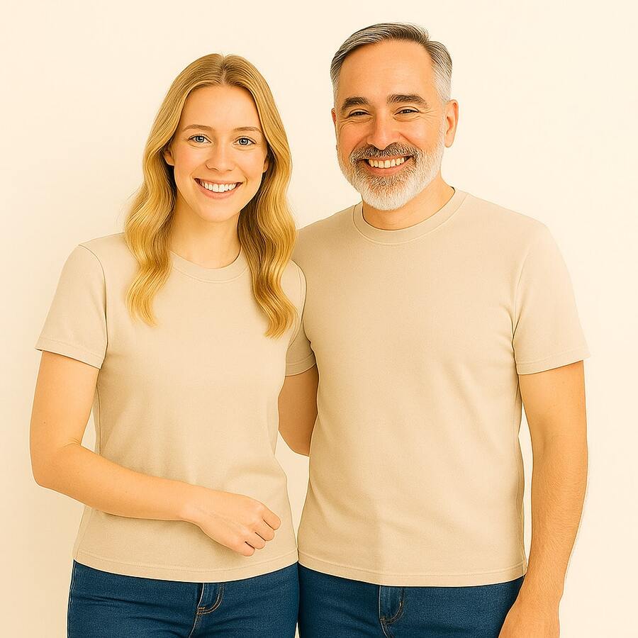 Father's Day Kit With 2 100% Cotton T-Shirts Like Father Like Daughter - Krem - View 1