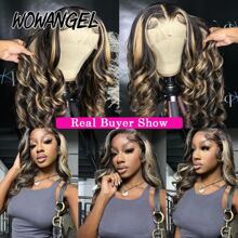 WOWANGEL 250% Density Melt Skins 13x6 Real HD Lace Front Wig Highlight 27 Body Wave Wigs With Baby Hair 100% Peruvian Human Hair Wig Full Large Lace Space Ombre Colored Glueless Ture HD Lace Frontal Closure Wig Pre Plucked For Women Daily Use