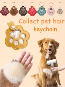 1PC Pet Hair Storage Keychain, Cat And Dog Hair Storage Bag, PU Leather Pet Hair Charm Friends Fascinator Gifts For Women Bear Car Key Pendant Bag Charm Bag Accessories Lanyards With Id Holder Car Accessories Bag Charms