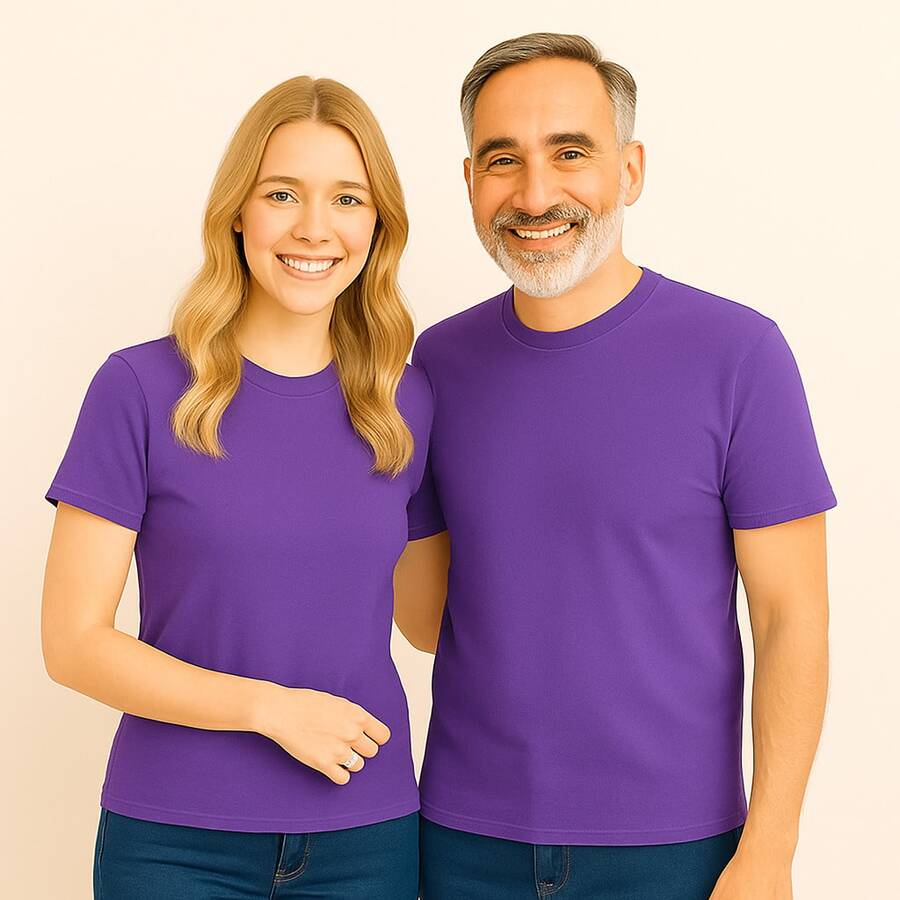 Kit Dia dos Pais com 2 Camisetas 100% Algodão Tal Pai Tal Filha - Roxo - Visão 1