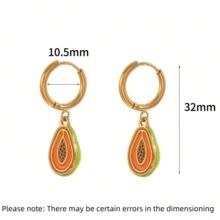 VKHK 1 对 18K 镀金不锈钢辣椒、甜甜圈、樱桃、瓢虫吊坠耳环，适合女性日常和派对佩戴，礼物