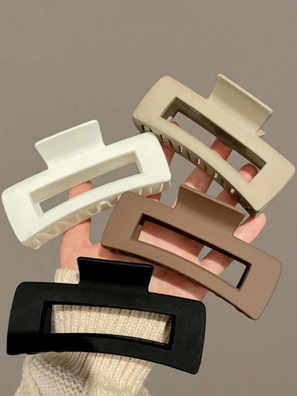 1-4pcs Women 10cm/3.94in Black/White/Brown Big Square Lightweight Plastic Hair Clips, Fashion Versatile High-End Elegant Chic Hair Accessories For Daily Hairstyle, Facial Washing, Makeup, Outfit Matching Summer Hair Claw Hair Jaw Clip Hair Clamps Hair Clutch Hair Catcher Clip