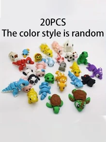 Juego de 10 piezas de juguetes en miniatura de animales impresos en 3D - Adecuado para el Nacimiento de Navidad, recuerdos de fiesta y relleno de calcetines [Color y estilo aleatorio]