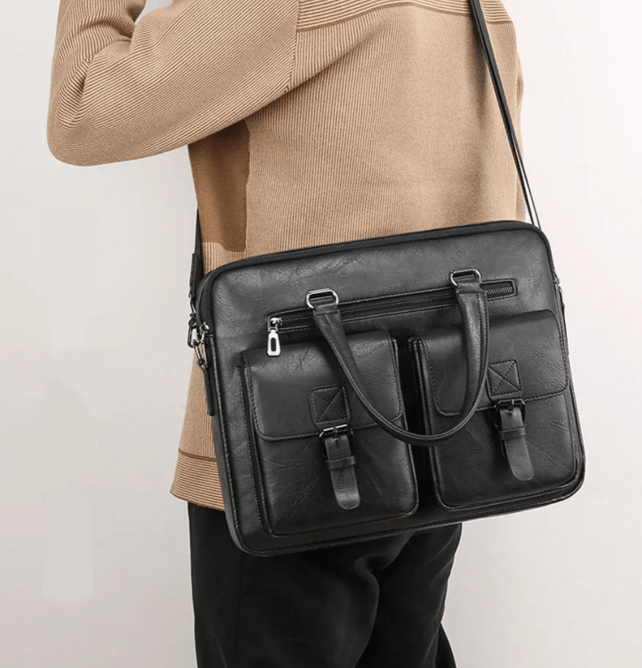 Bolso de negocios para hombres, bolso bandolera de gran capacidad, bandolera de PU resistente al desgaste, bandolera pequeña multifuncional y resistente al agua