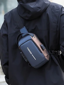 Fashion Men's Backpack - Oxford Texture Messenger Bag With Password Lock - Stylish Motorcycle Crossbody Bag With Phone Pocket, Zipper Closure For Daily Commute, Motorcycle Bag Business Anti-Theft Messenger Bag - Casual Sports Travel Shoulder Bag, Adjustable Strap, Multi-Pocket Waist Bag, Suitable For Outings, Weddings, Perfect Gift For Father, Husband, Boyfriend And Teacher