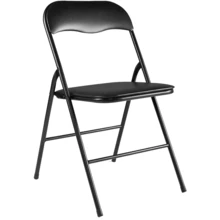 Folding Chairs, Faux Leather Foldable Chairs With Metal Frame And Padded Seat, Easy To Fold And Store For Home, Office, Dining And Reception - Black - View 3