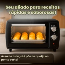 Forno Elétrico Bak 220v 10 Litros 1000W Bancada Master Desligamento Automático Aquece Doura E Tosta 250 Graus completo - Preto - Visão 2