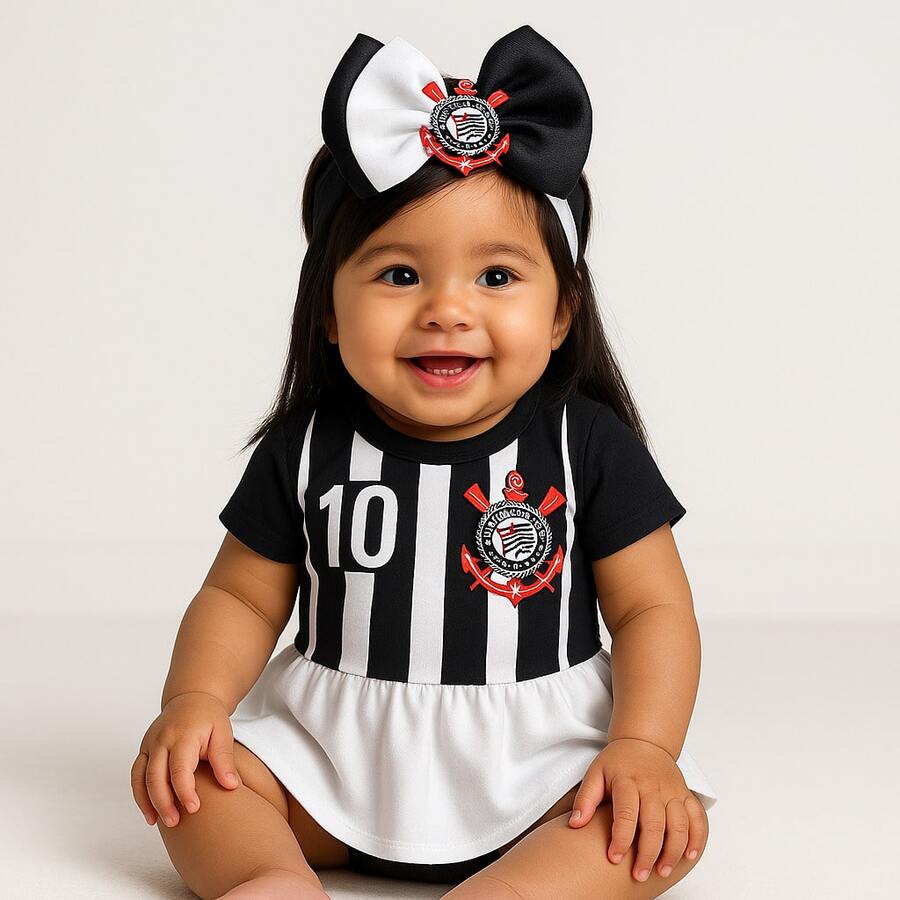 Timão Themed Monthiversary Baby Bodysuit Super Comfortable Premium Line - 連身裙+蝴蝶結 - 查看 1