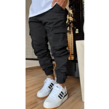 MEN'S SKATEBOARD CARGO JOGGER PANTS IN TWILL WITH CUFF - Black - View 3