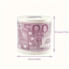 1卷500欧元钞票图案卫生纸，家用卫生纸，也可用于打印美元钞票图案，新奇礼品，家用清洁用品，派对用品，节日礼品 - 紫色 - 查看 6