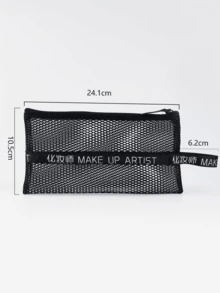 RANCAI 1pc Black Grid Makeup Brush Holder Bag - Black - View 6