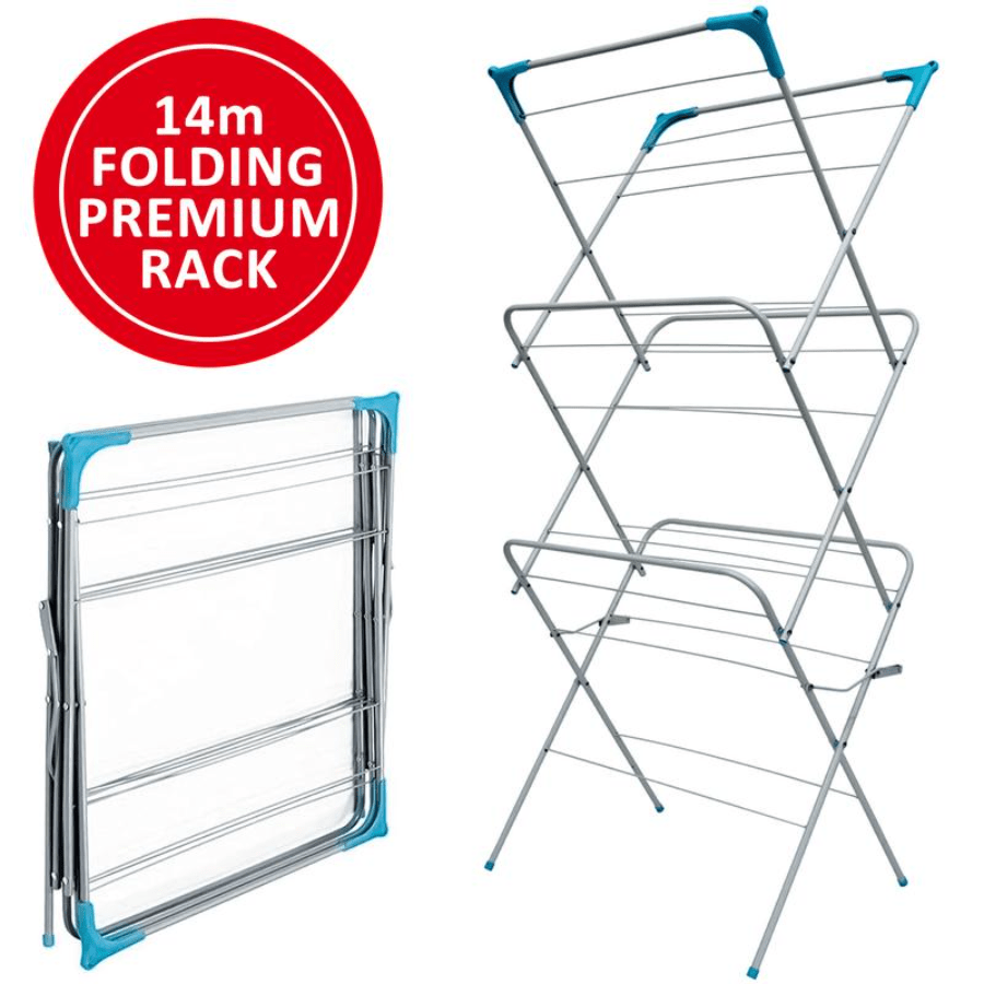 3 Tier Clothes Airer Drying Indoor And Outdoor Laundry Rack With Non-Slip Feet And Corner Spaces For Hangers, Flat Foldable Space Saving, 61 X 46 X 143 (White)