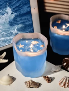 1pc Handmade Summer Beverage Scented Candle, Niche Appearance Fragrance, Blue Ice Cube Soy Wax Candle, Exquisite Gift, Girly Aroma Candle, Ethereal Atmosphere Birthday Gift For Friend - Multicolor - View 9