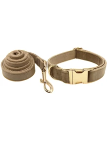 2pcs Set, New Velvet Zinc Alloy Buckle Collar + Leash Suit, Suitable For Large, Medium And Small Pet Dogs, Soft And Comfortable, Durable Zinc Alloy Buckle, Gold Plated, More Sturdy Than Plastic Buckle, Easy To Tighten And Quick Release, Holiday Birthday Gift (Due To Fabric Batch Difference, Slight Color Difference, Random Delivery) - Multicolor - View 17
