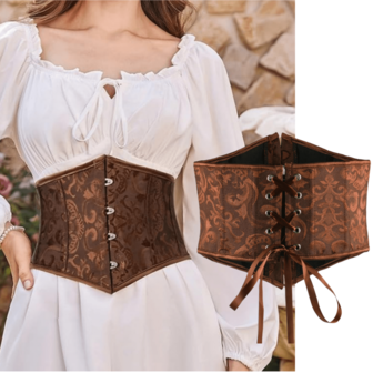 1pc Women's Waist Cincher Corset, Bust Enhancing, Lace-Up Waist Shaper, Suitable For Halloween, Parties