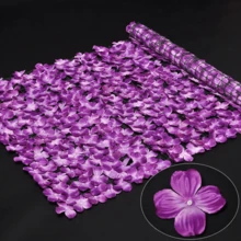 1pc Artificial Hedge Flower Trellis Outdoor Expanding Garden Fence Privacy Screening ,Artificial Ivy Fence Screening, Artificial Flower Fence Trellis Fence Panels Garden Wall Privacy Fence Adornment For Wedding Yard ,Christmas - Purple - View 2