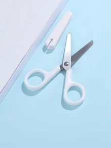 1/3/5/10pcs Portable Mini White Handmade Scissors, Stainless Steel Craft Scissors With Cover, Multifunctional Plastic Handle Paper Cutting Knife, Household Mini Safety Scissors