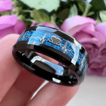 2024 New Men's Business 8mm Gun Black Ring High Quality Stainless Steel Men's Ring Inlaid Gray Carbon Fiber Carbide Ring Mahogany Ring Men's Wedding Party Jewelry Comfortable Wear Size 6-13 Supports Mixed Sizes And Mixed Batches - Ring - View 63