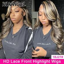 WOWANGEL 250% Density Melt Skins 13x6 Real HD Lace Front Wig Highlight 27 Body Wave Wigs With Baby Hair 100% Peruvian Human Hair Wig Full Large Lace Space Ombre Colored Glueless Ture HD Lace Frontal Closure Wig Pre Plucked For Women Daily Use