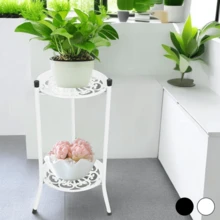 Lislark Iron Flower Pot Rack, Tall Plant Stand Rack, 2 Tier Flower Pot Holder Rustproof Plant Display Rack, Round Planter Shelves For Home Garden Patio Balcony Office Living Room Bathroom - White - View 3