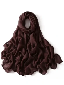 1 chiếc khăn trùm đầu/khăn choàng nữ màu trơn 180*85cm, chất liệu sợi viscose mềm mại, thoáng khí, phù hợp với áo abaya, váy và nhiều trang phục khác, đi biển, nghỉ lễ, phụ kiện, đồ dùng cần thiết khi đi du lịch. - Cà phê nâu - Xem 2