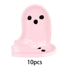 10 件/20 件/50 件浅粉色可爱 Boo Ghost 形纸盘粉色主题万圣节派对盘子优雅蛋糕盘餐盘餐具适用于万圣节主题生日派对用品餐桌装饰 - 粉色 - 查看 9