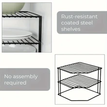 HomarKet 三层厨房转角架钢丝防锈收纳架适用于盘子、碗碟、橱柜和食品储藏室