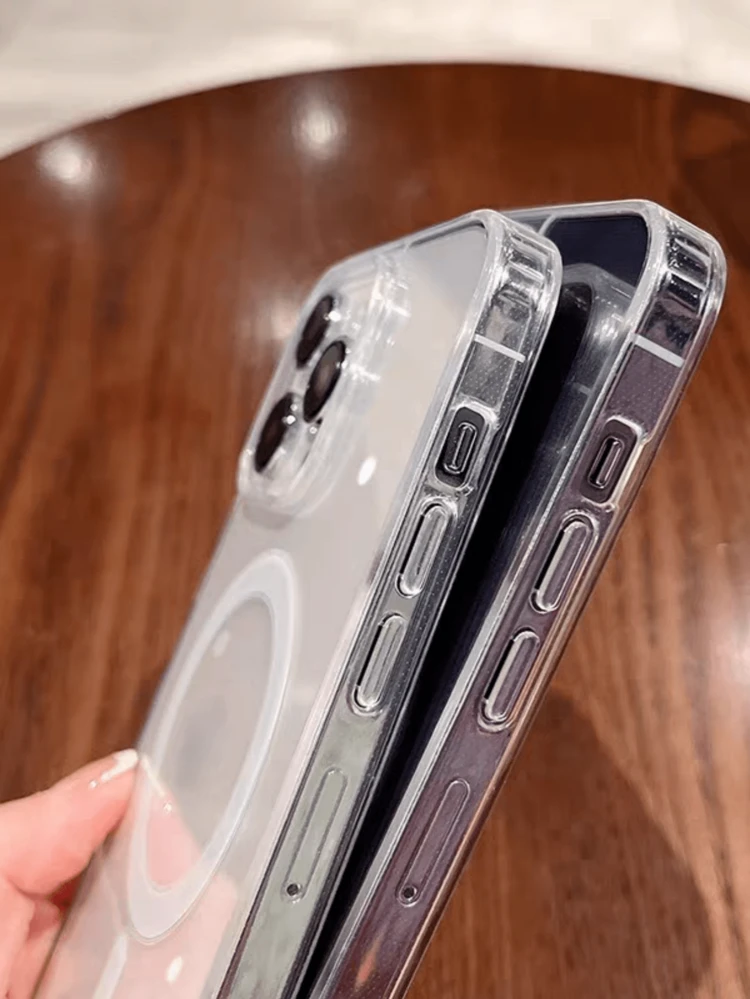 Estuche de carga magnético de lujo compatible con iPhone 17 16 15 14 13 12 11 Pro Plus Max Air XSmax XR X/Xs 7/8 Plus 7/8 Estuche delgado de acrílico ultra claro - transparente - Ver 7