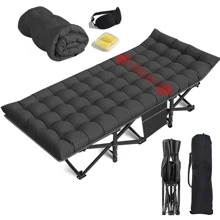 Cama plegable de exterior:Cama plegable resistente de 190 x 80 cm (300 lb), estructura de hierro portátil, ideal para oficina, exteriores o uso doméstico, diseño seguro y silencioso, ideal para la salud mental. - Negro - Ver 6