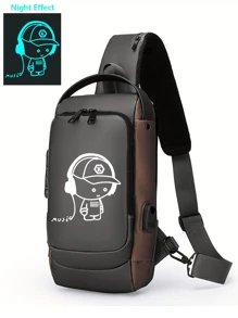 带密码锁的夜光音乐人牛津布纹理男士斜挎胸包 - 时尚摩托车斜挎包,带手机袋,拉链开合,适合通勤,摩托车包 - 防盗斜挎胸包,适合商务、休闲、运动、旅行,带可调节肩带的单肩包,多口袋腰包,适合郊游、婚礼、复活节,是送给父亲、丈夫、男朋友和老师的完美礼物。 - 彩色 - 查看 15