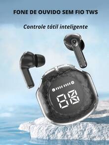 T8 Pro Fone De Ouvido Bluetooth Transparente Sem Fio Led e ante ruido