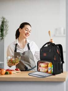 MATEIN Laptop Lunch Backpack, 15.6 Inch Work & Travel Rucksack With Laptop Compartment, Insulated Cooler Bag For Picnic Camping Office Business School, Water‑Resistant Daypack For Men Women, Commuter College Uni Backpack, Back To School Work Bag, Black