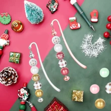 8pcs Beaded Bookmarks, Decorative Handmade Beaded Bookmark Pendant Hanging Rope DIY Craft For Office, Home, Book Lovers, Students, Teachers