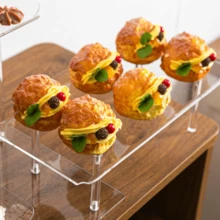 3-Tier Acrylic Dessert Display Stand, Clear Cupcake Holder, Tray And Plate, Self-Serve Rod And Bracket Appetizer Sandwich Cookie Display Tray For Party Buffet - Transparent - View 7